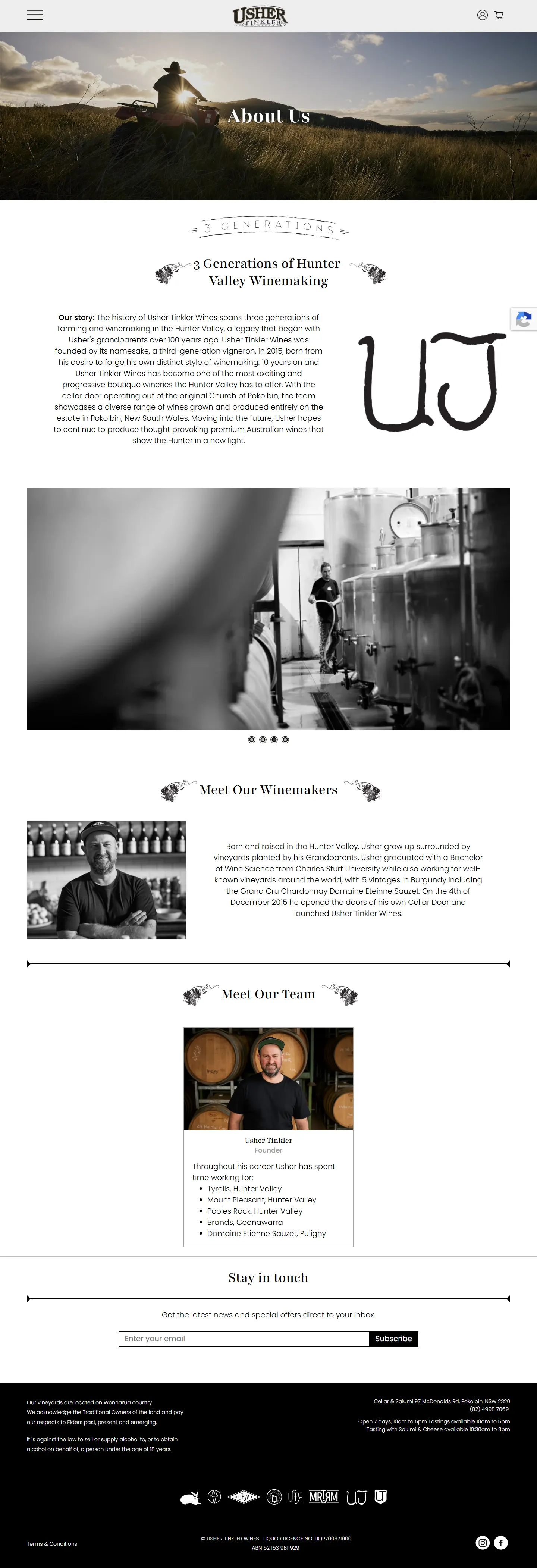About page: generations of Hunter Valley winemaking, the winemakers and the team