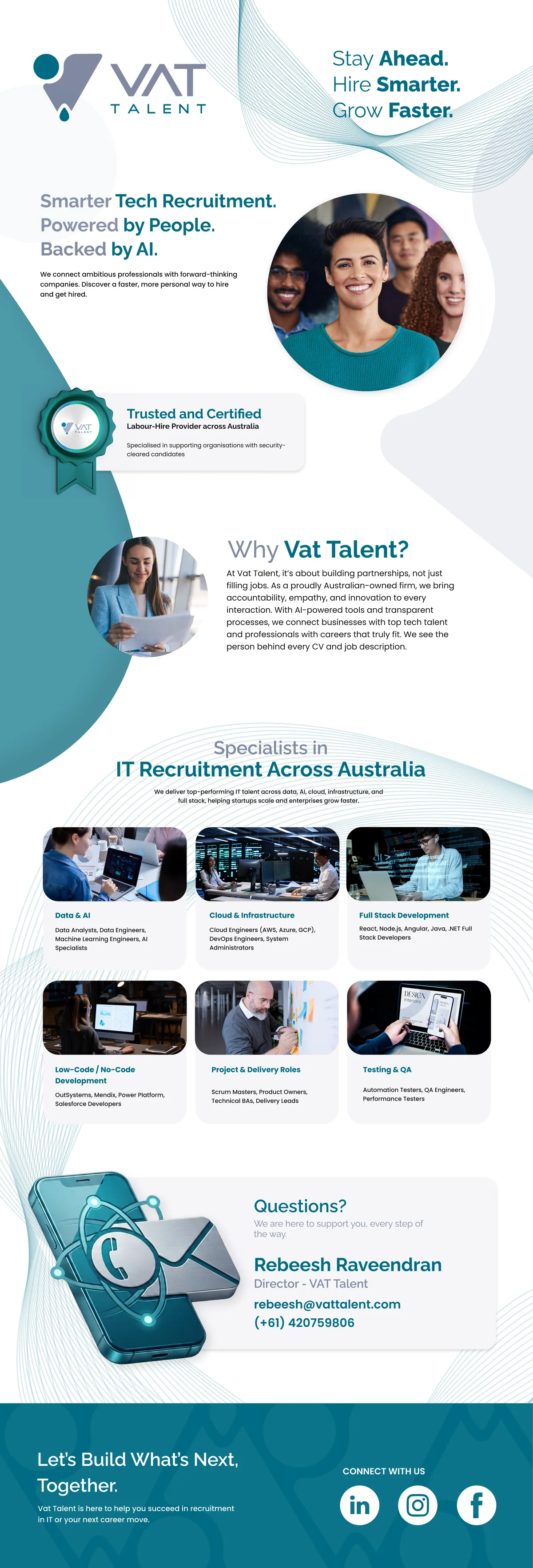 VAT Talent overview one-pager: positioning, services, process and contact